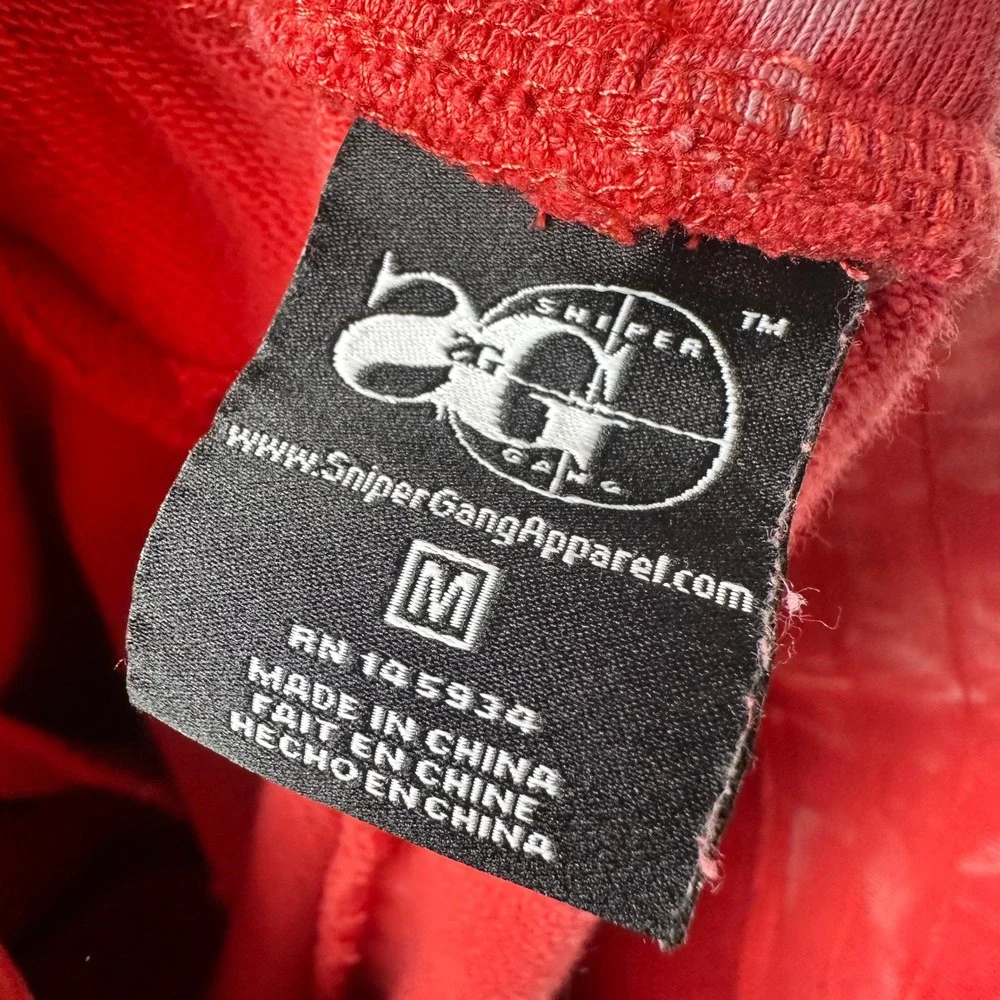 Sniper Gang Kodak Black Glee Men Red Acid Wash Tie Dye Joggers Logo Sweatpants M